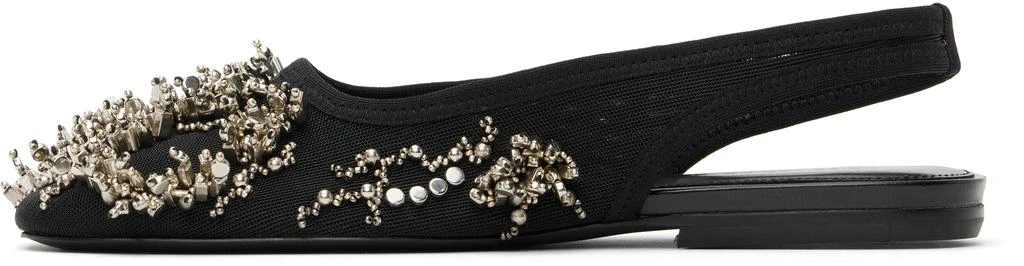 Dries Van Noten Black Embellished Mesh Slingback Ballerina Flats 3