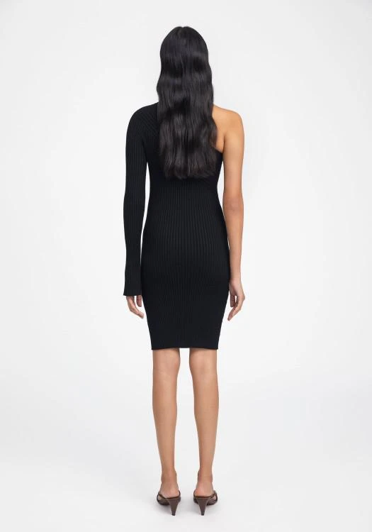 ribbed asymmetric dress Ribbed Knit Asymmetric Long Sleeve Bodycon Long Dress main image 1