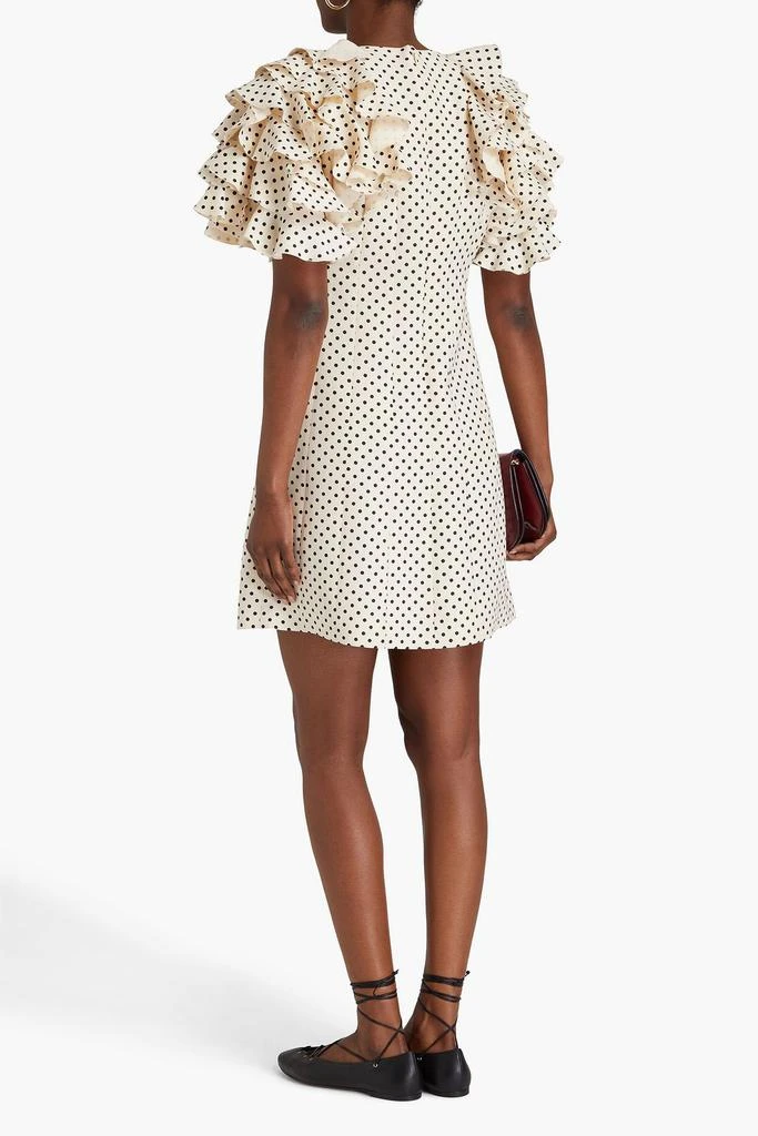 Valentino Ruffled polka-dot wool and silk-blend crepe mini dress 3