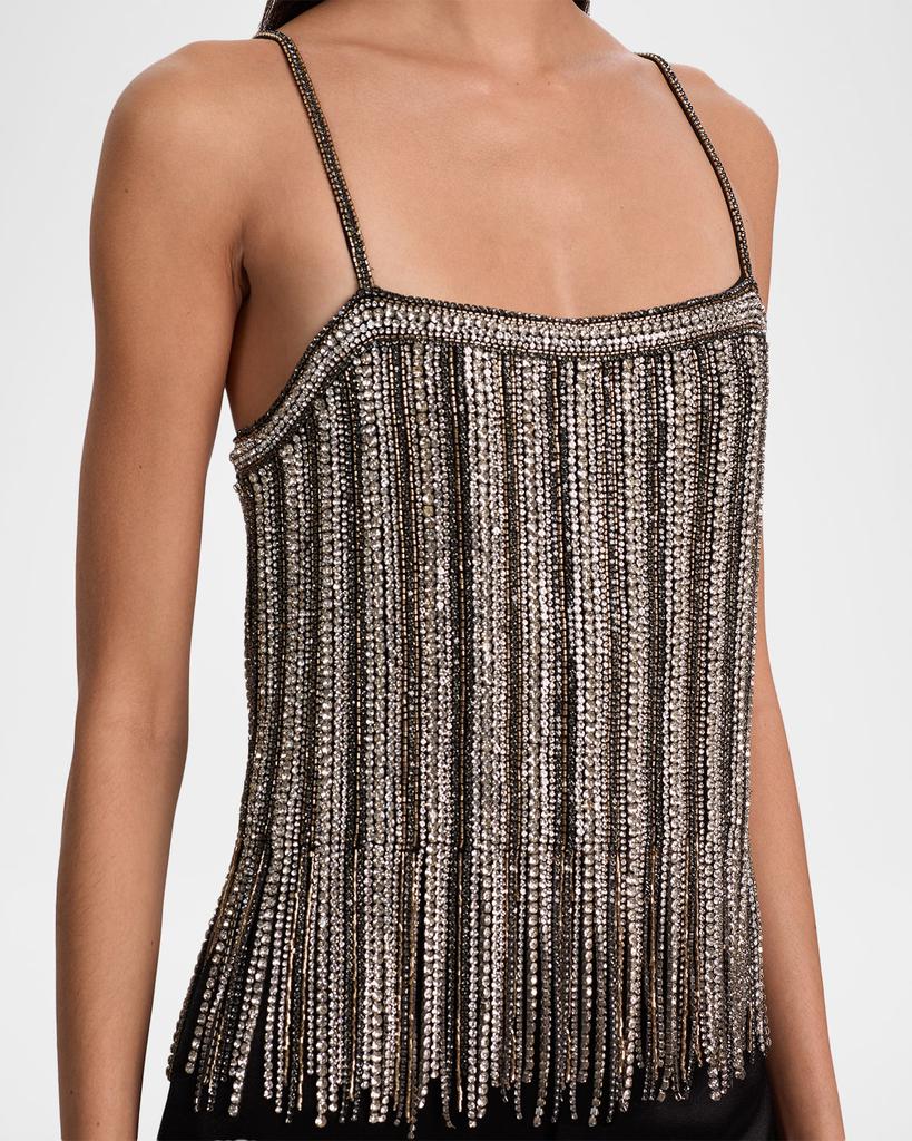 Alice + Olivia Chi Embellished Fringe Top - Free Shipping