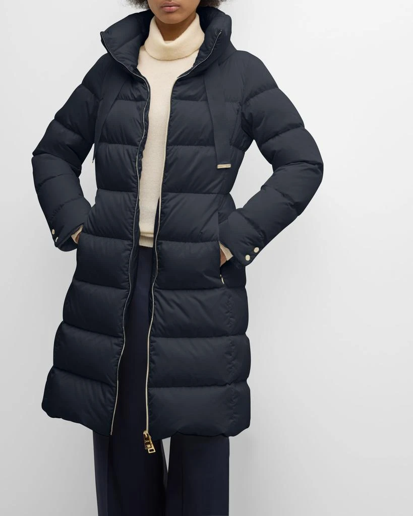 Herno Water-Resistant Sateen Nylon Long Hourglass Puffer Jacket 6