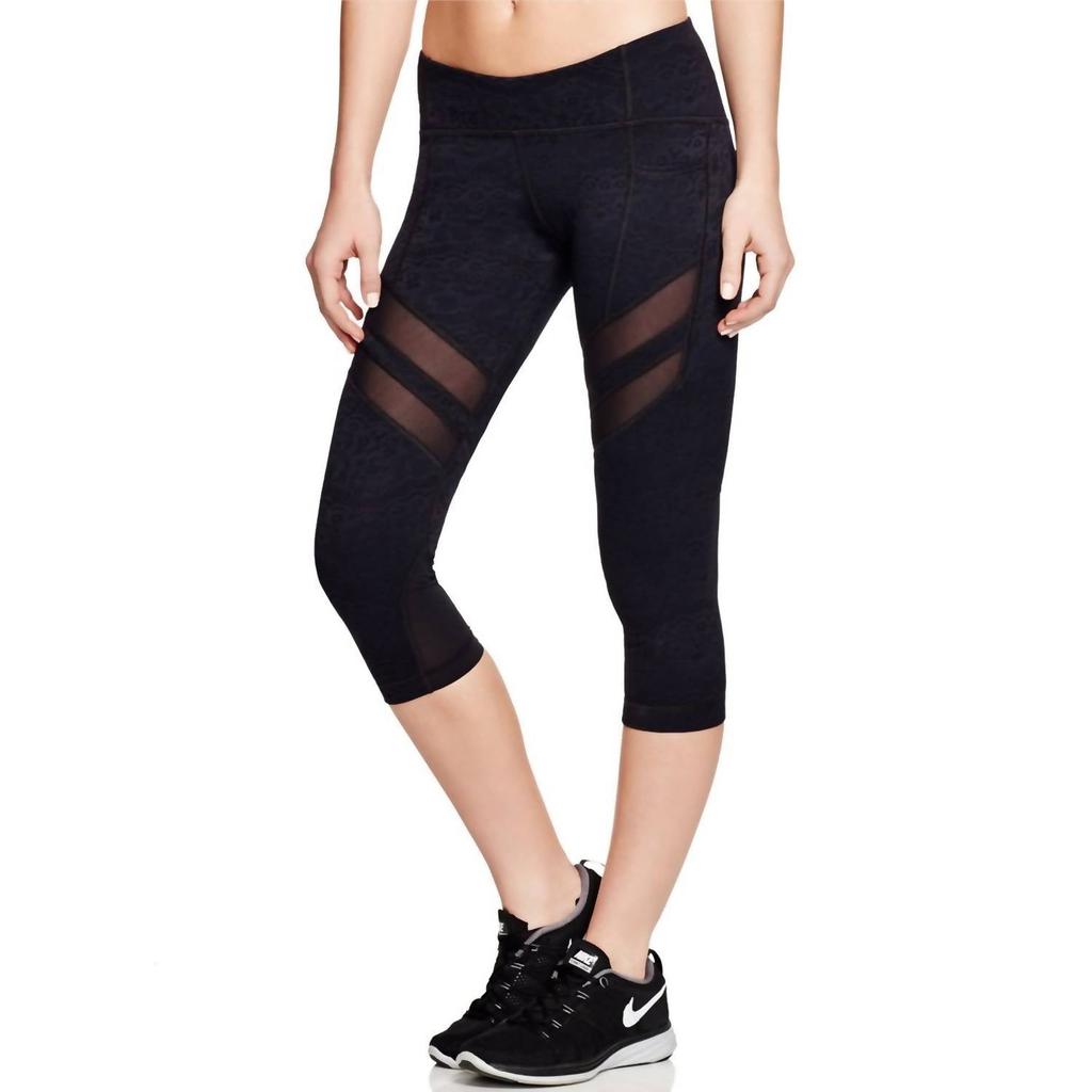 Vimmia ELASTIC WAIST SOLID MESH TRIM ACTIVE CAPRI LEGGINGS