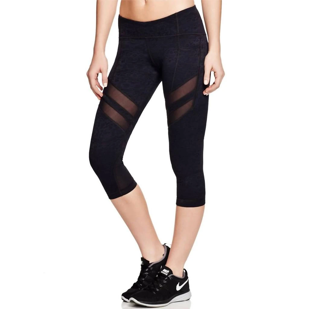 Vimmia ELASTIC WAIST SOLID MESH TRIM ACTIVE CAPRI LEGGINGS 1