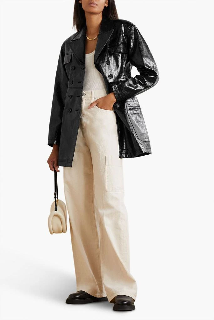 LVIR Double-breasted crinkled faux-leather jacket 2