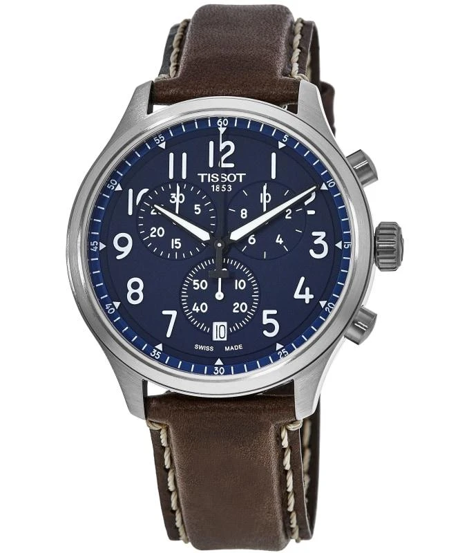 Tissot Tissot Chrono XL Vintage Blue Dial Leather Strap Men's Watch T116.617.16.042.00 1