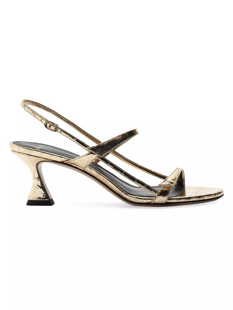 Alexandre Birman Tita Cage 60MM Metallic Crocodile-Embossed Leather Sandals