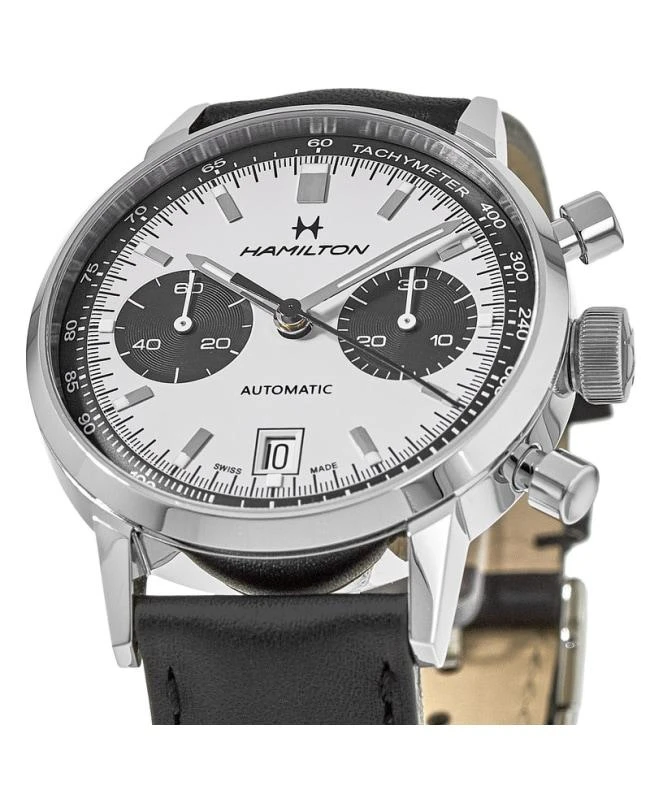 Hamilton Hamilton American Classic INTRA-MATIC AUTO Chronograph White Dial Leather Strap Men's Watch H38416711 2