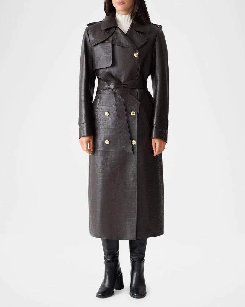 Shop Gael-NV Croc-Embossed Leather Trench Coat on Sale at