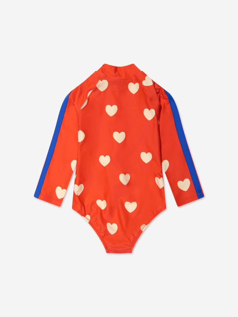 Mini Rodini Girls Hearts UV Swimsuit in Red