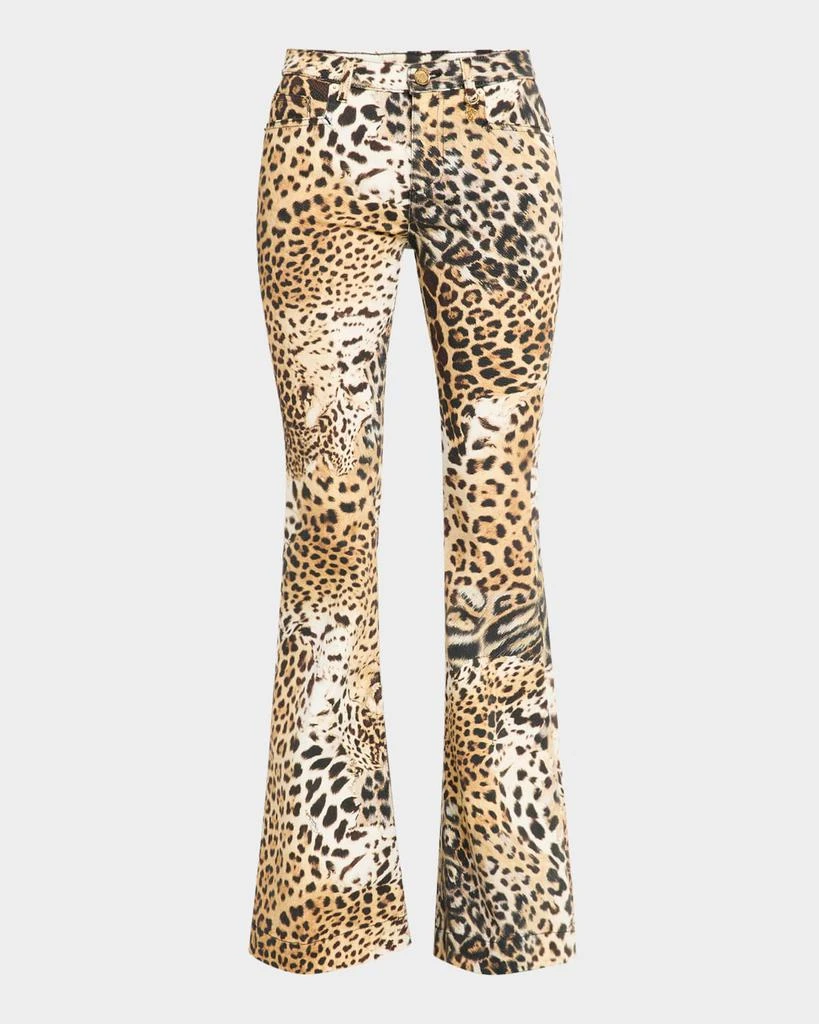 Roberto Cavalli Mid-Rise Jaguar-Print Flare Jeans 1