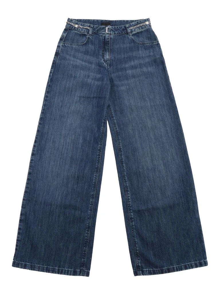 Givenchy Givenchy Kids Wide-Leg Logo Patch Jeans 1
