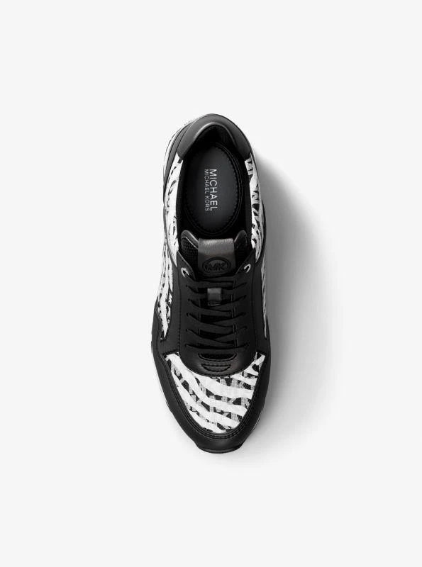 Michael Kors Maddy Zebra Print Signature Logo Trainer 5