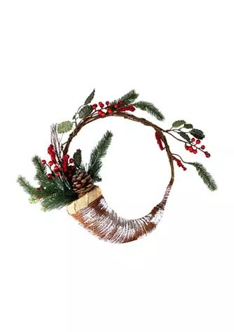 Northlight Frosted Cornucopia Artificial Christmas Wreath   14 Inch  Unlit
