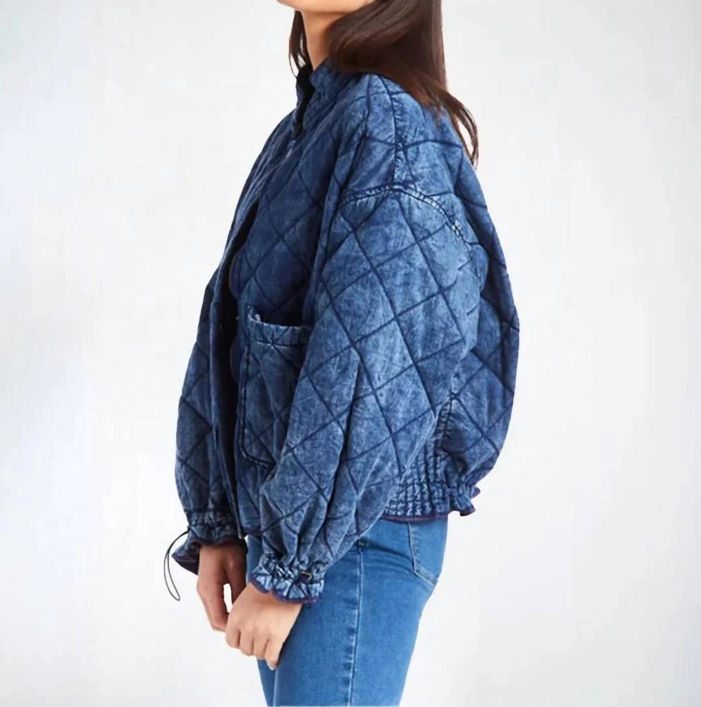tractr Tractr - Diamond Quilted Reversible Denim Jacket 2