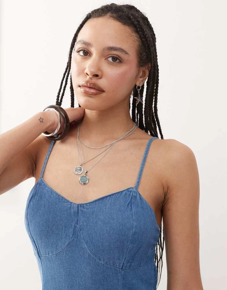 Shop Reclaimed Vintage denim seam detail strappy maxi slip dress in mid  blue on Sale at BeyondStyle  Get 36% Off Reclaimed Vintage denim seam  detail strappy maxi slip dress in mid