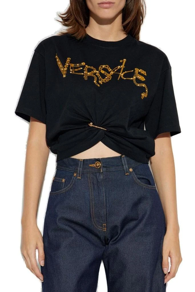 Versace Versace Safety-Pin Detailed Crewneck T-Shirt 2