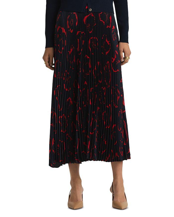 St. John Floral Print Pleated Skirt