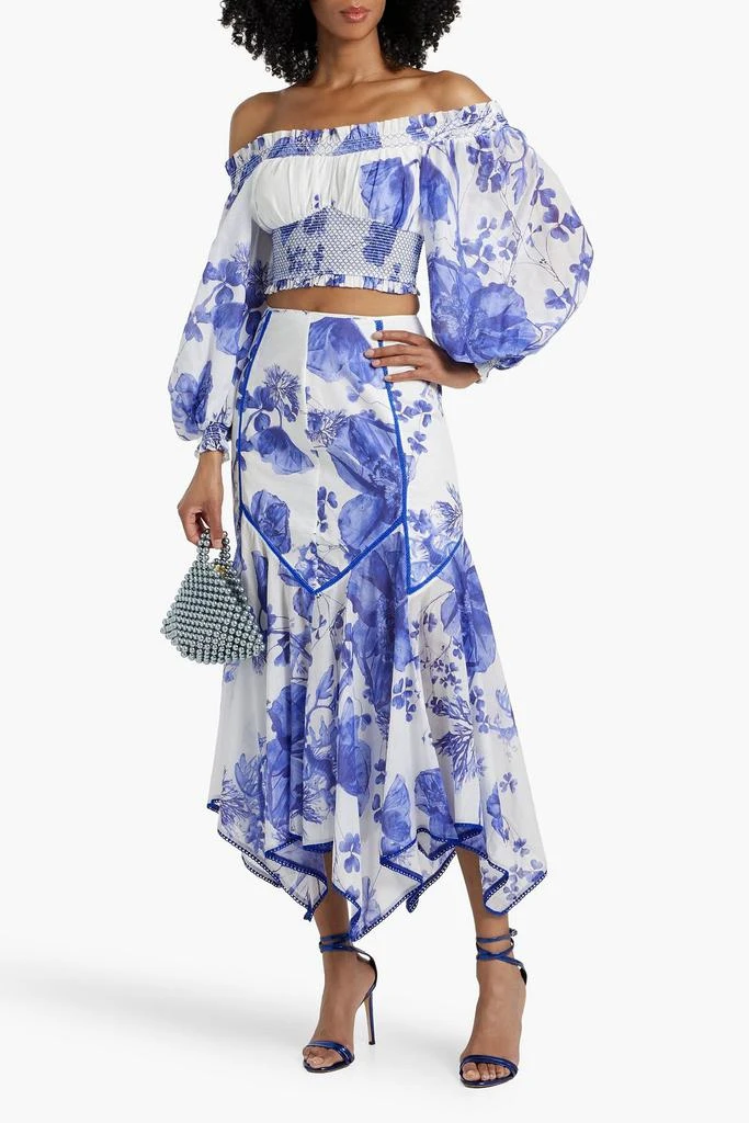Charo Ruiz Ibiza Diony cropped off-the-shoulder floral-print cotton-voile top 2