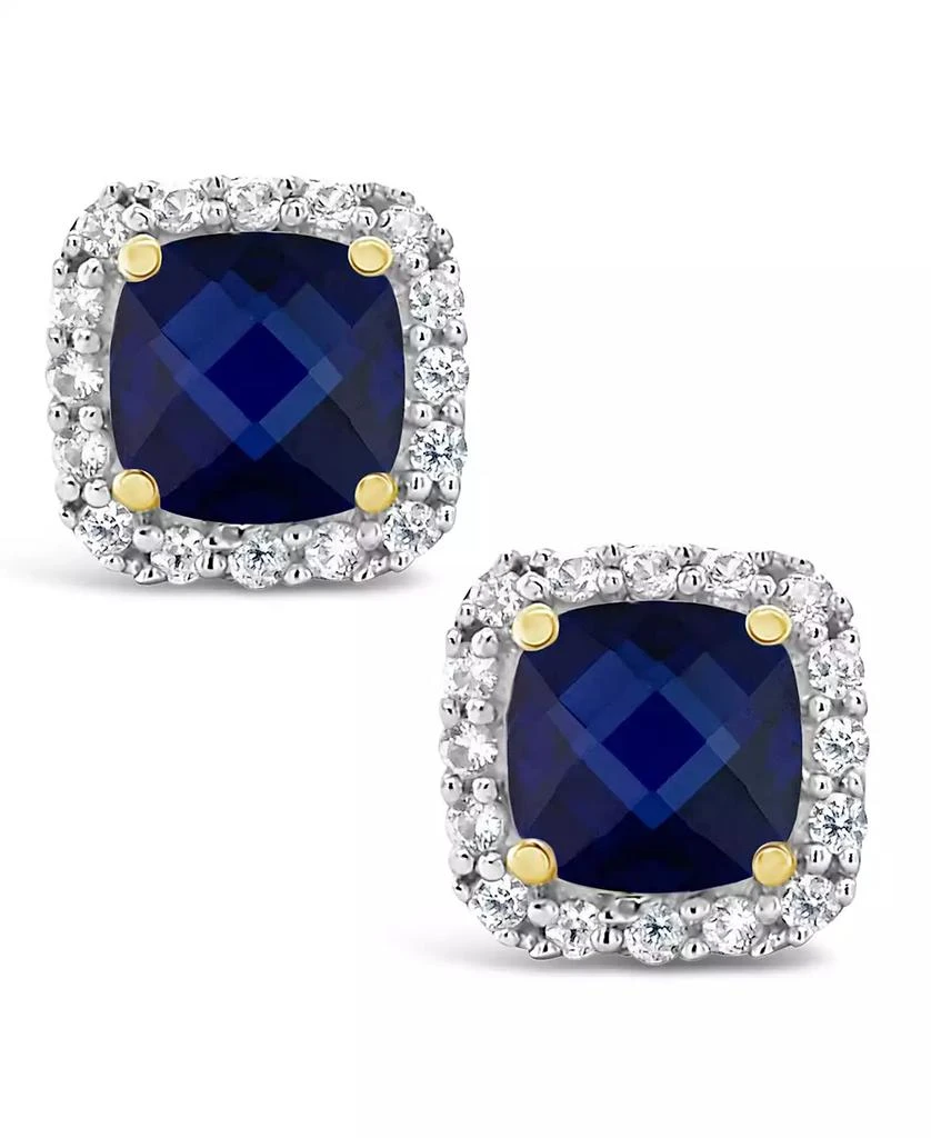 Macy
s Lab Grown Opal (1/2 ct. t.w.) and Lab Grown Blue Sapphire (1-3/8 ct. t.w.) Halo Stud Earrings in 10k Gold 3