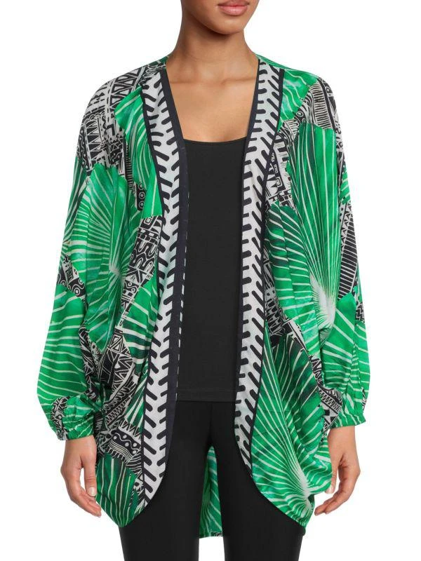 Saachi Palm Leaf Print Cocoon Kimono 1
