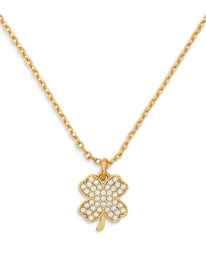 Kate Spade Pavé Clover Pendant Necklace in Gold Tone, 16"-19" 1