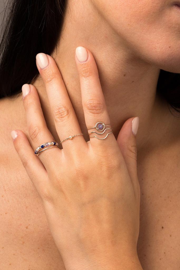 YAY Paris Bague Diamantée Demi-Lune - Argent