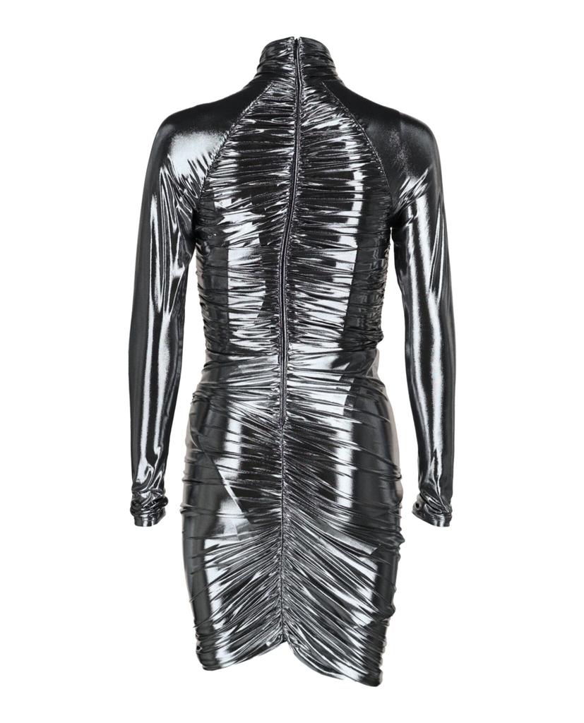 Salvatore Ferragamo Metallic Ruched Mini Dress