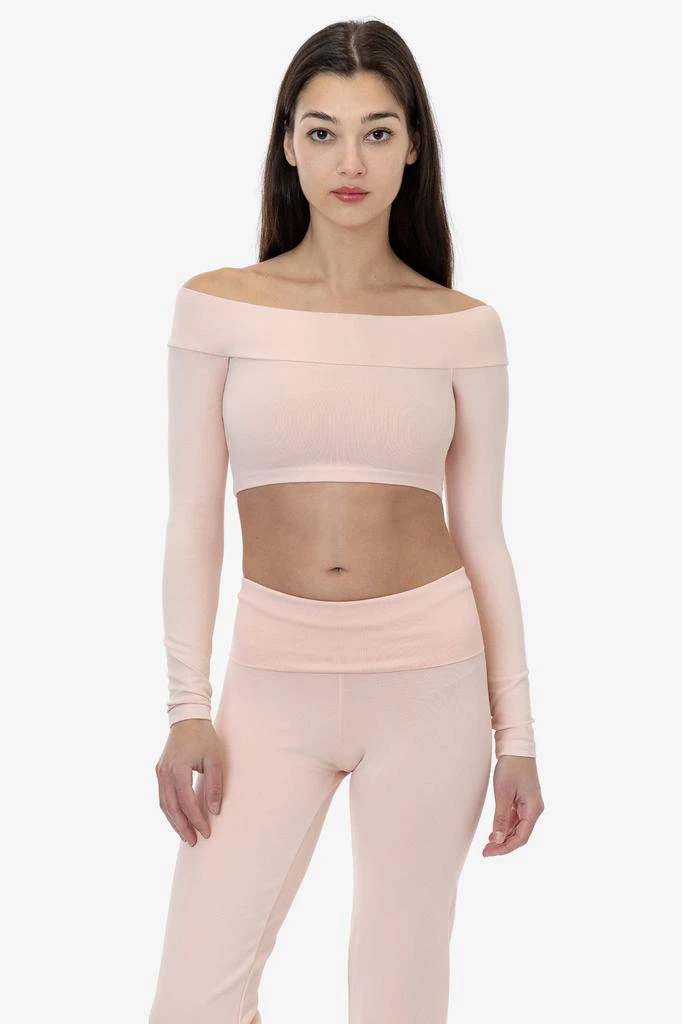 Los Angeles Apparel 83074GD - Cotton Spandex Long Sleeve Off Shoulder Crop Top 9