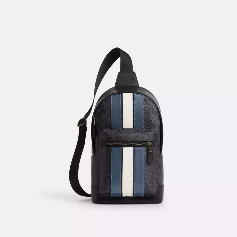 Coach West Pack In Signature Canvas With Varsity Stripe