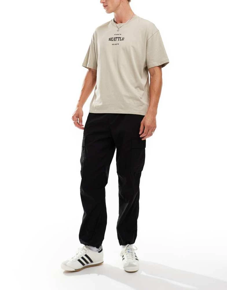 HOLLISTER Hollister cotton nylon loose fit parachute cargo joggers in black 1