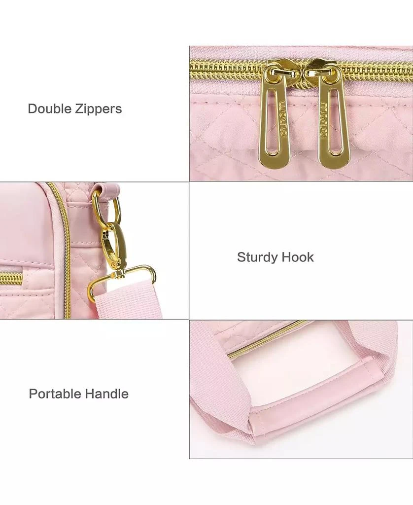 MOSISO Pink Square Quilted Laptop Messenger Bag - 15-16 Inch Briefcase for Office 
Travel | 3-Pocket Computer Bag with Adjustable Strap 4