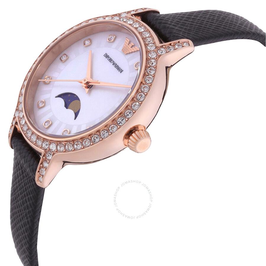 Emporio Armani Emporio Armani Cleo Quartz Moon Phase White Mother of Pearl Dial Ladies Watch AR11514