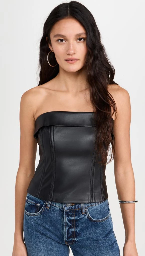 Susana Monaco Faux Leather Corset Tube Top 3" 1