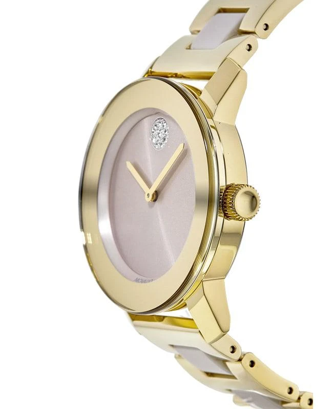 Movado Movado Bold Gold Tone Ceramic Beige Dial Women's Watch 3600640 3