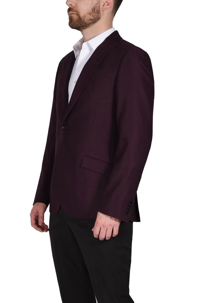 SAVILE ROW CO Burgundy Peak Lapel Slim Fit Blazer 9