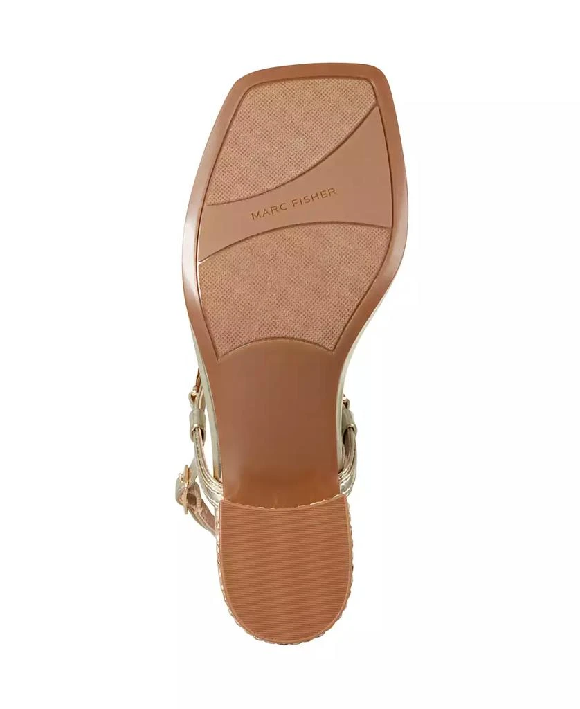 Marc Fisher Women's Caylie Embellished T-Strap Block Heel Sandals 5