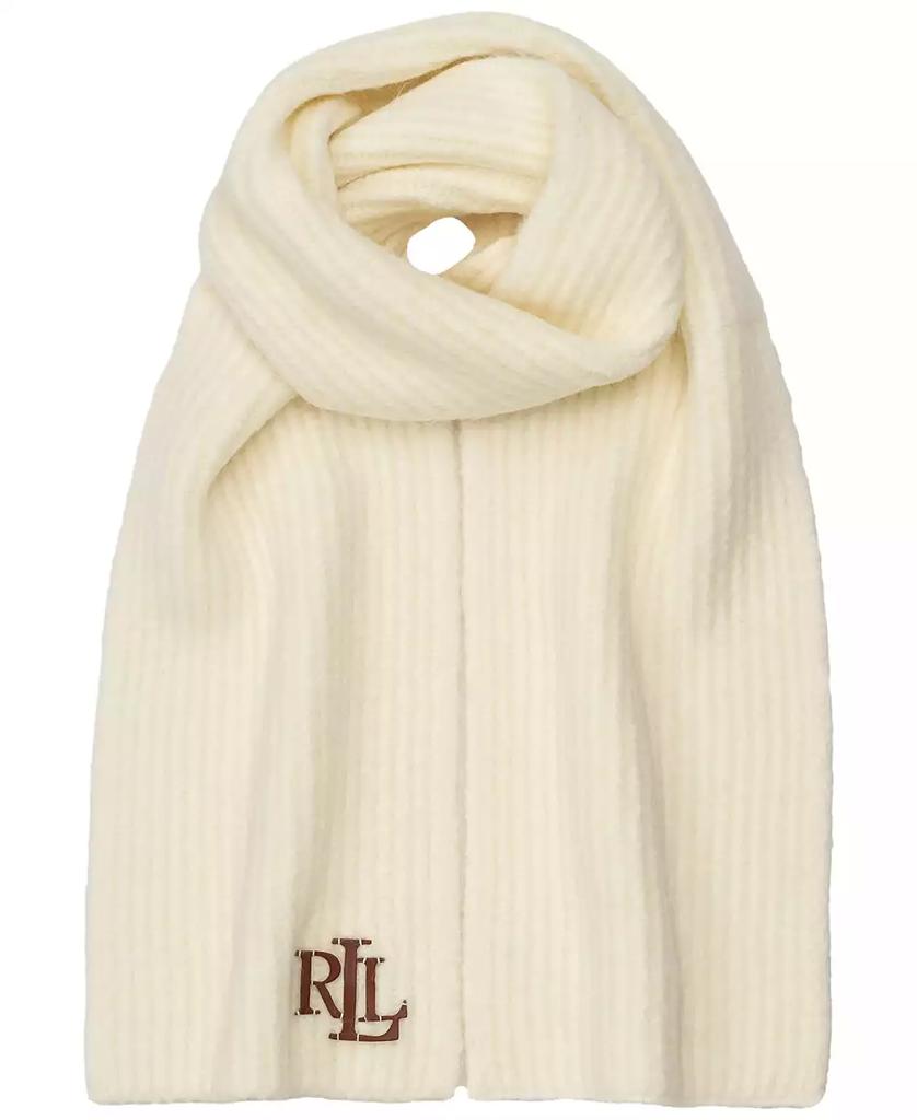 Ralph Lauren Chunky Fisherman Rib Scarf with Leather Logo