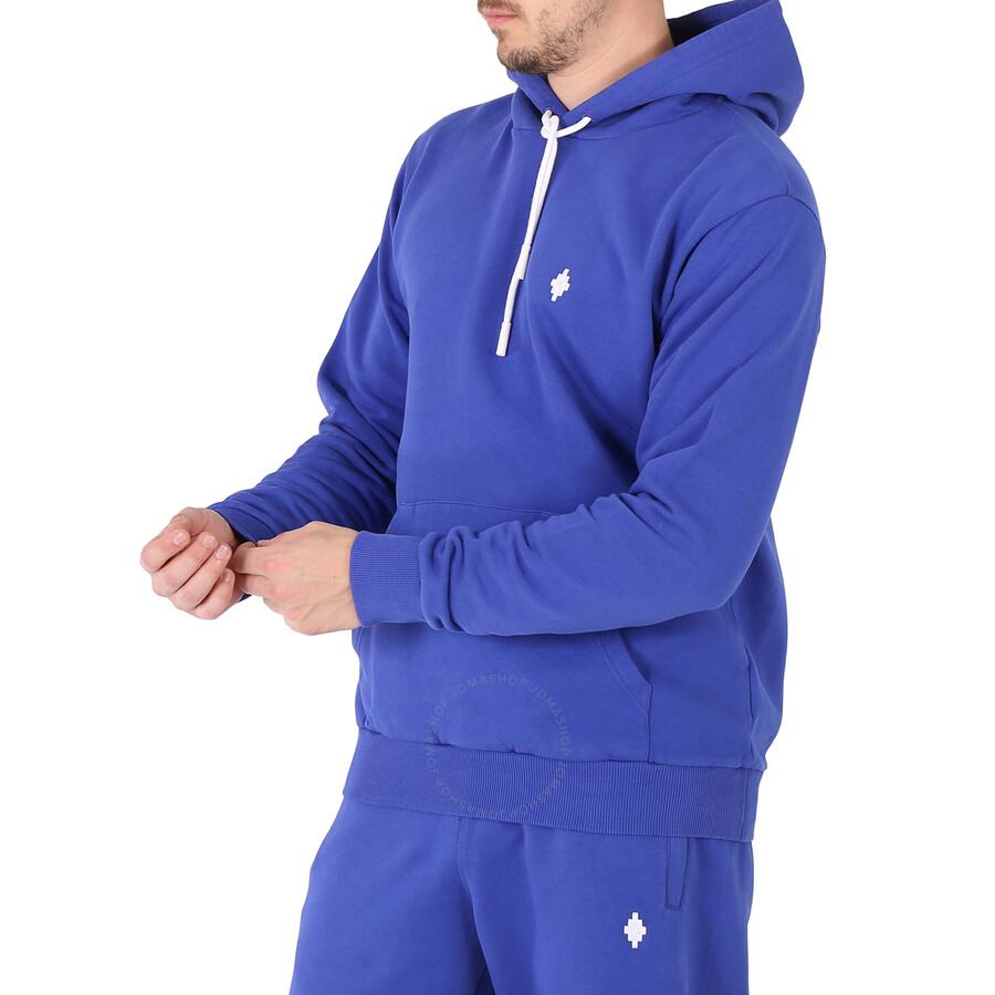 Marcelo Burlon Men's Blue Cross Logo Regular Hoodie