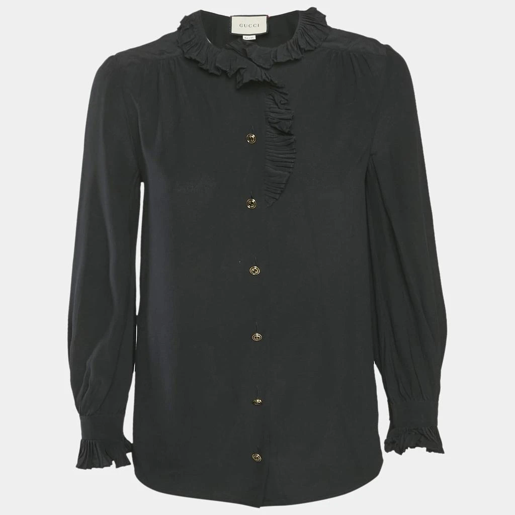 black gucci dress shirt Gucci By Tom Ford F/W 2002 Black stretch lace-up cotton collar shirt