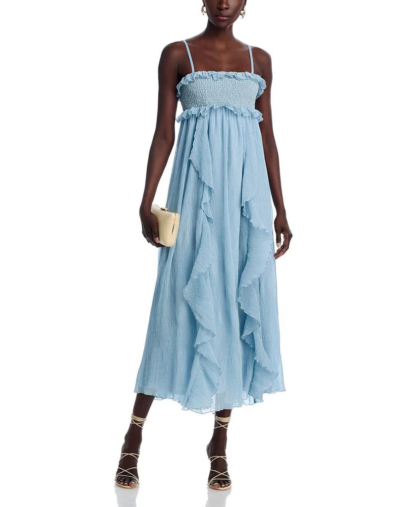 AQUA Ruffle Crinkled Midi Dress - Exclusive 1