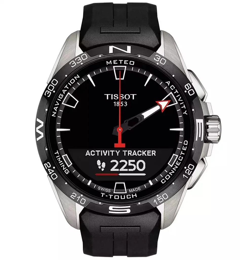 Tissot Men's Swiss T-Touch Connect Solar Black Rubber Strap Smart Watch 48mm 10