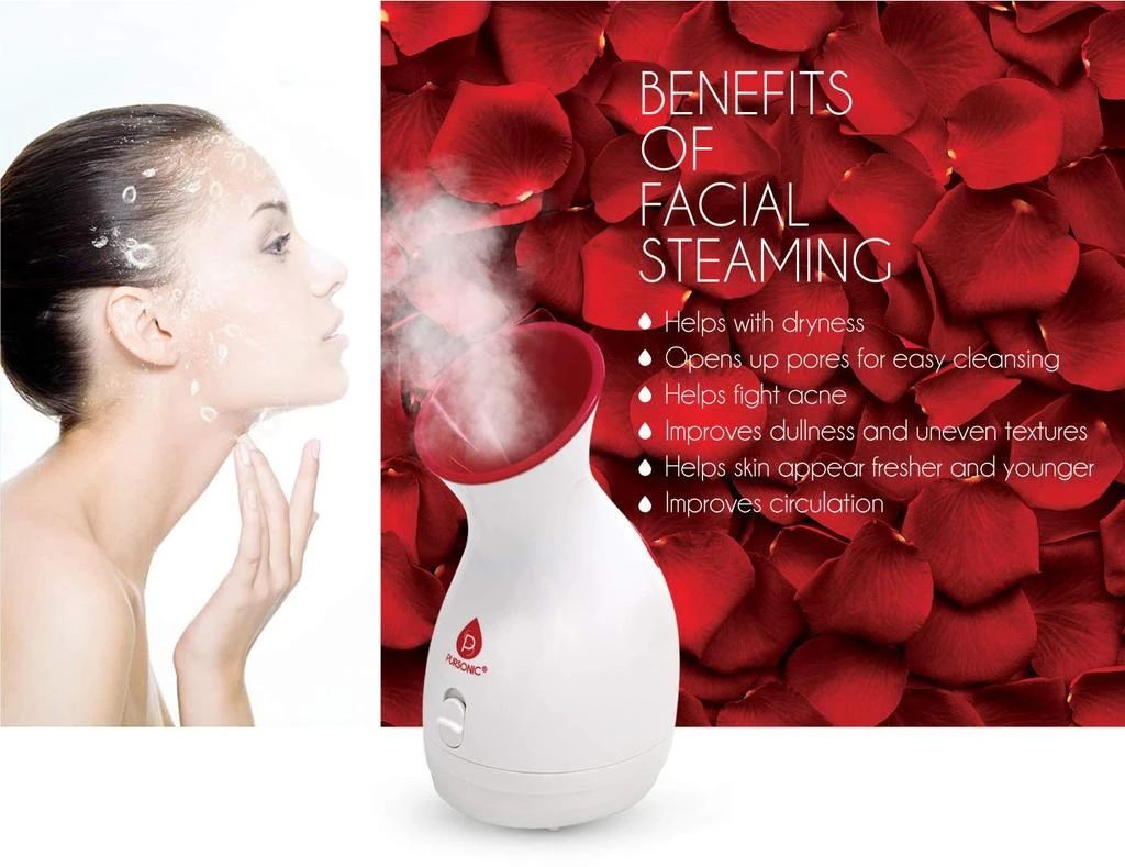 PURSONIC Facial Steamer Hot Mist Moisturizing Spa: Nourish Skin Completely Extract Blackheads, Unclog Pores, Relieve Acne and Sunburn, Rejuvenate and Hydrate Your Skin for a Youthful Complexion 3