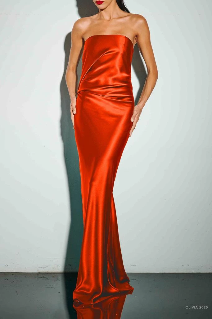 open lace back dress Moment With You Ruched Bust Midi Dress Gradient Orange Selfie Leslie