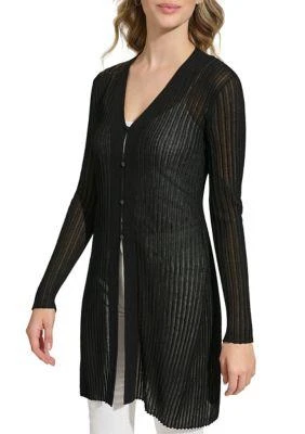 Calvin Klein Klein Womens Button Front V Neck Sweater Knit Cardigan 3