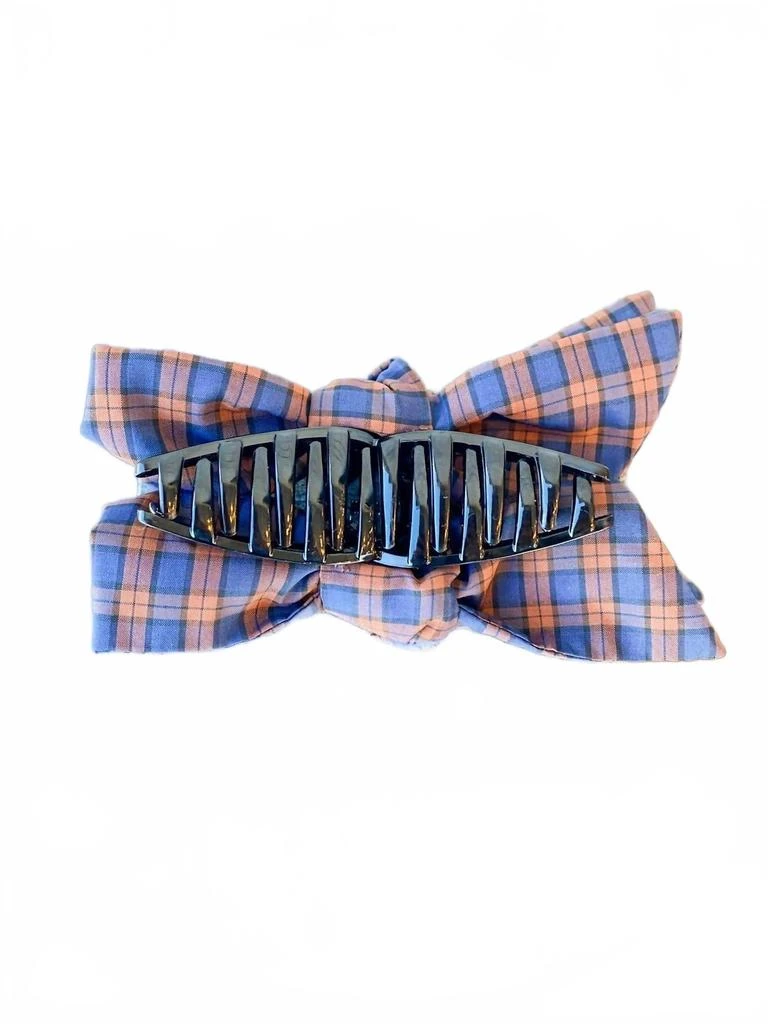 Loeffler Randall Anika Bow Claw Clip In Navy/rust Plaid 2