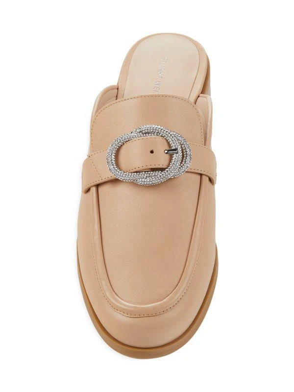 Stuart Weitzman Crystal Buckle Leather Mules 5