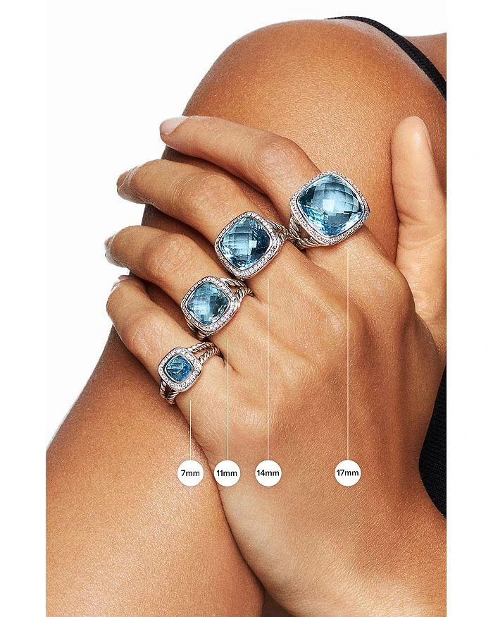 David Yurman Petite Albion Ring with Gemstone and Diamonds 8