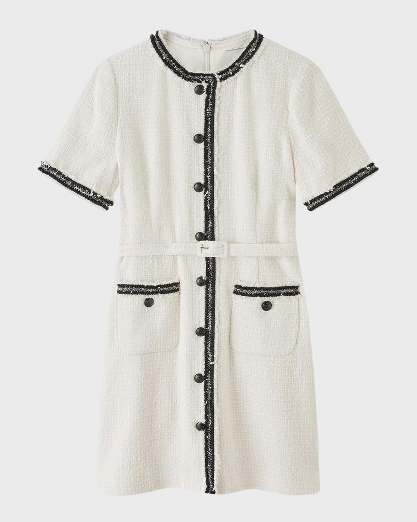 LK Bennett Charlie Belted Button-Down Tweed Midi Dress