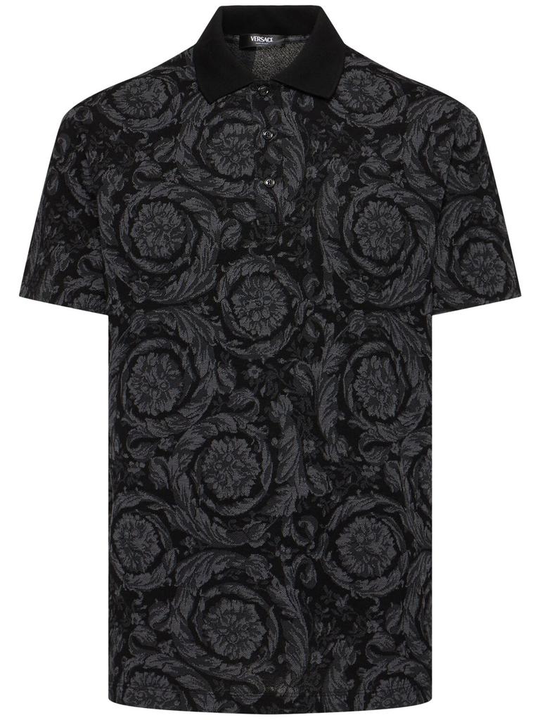 Versace Barocco Jacquard Cotton Piquet Polo