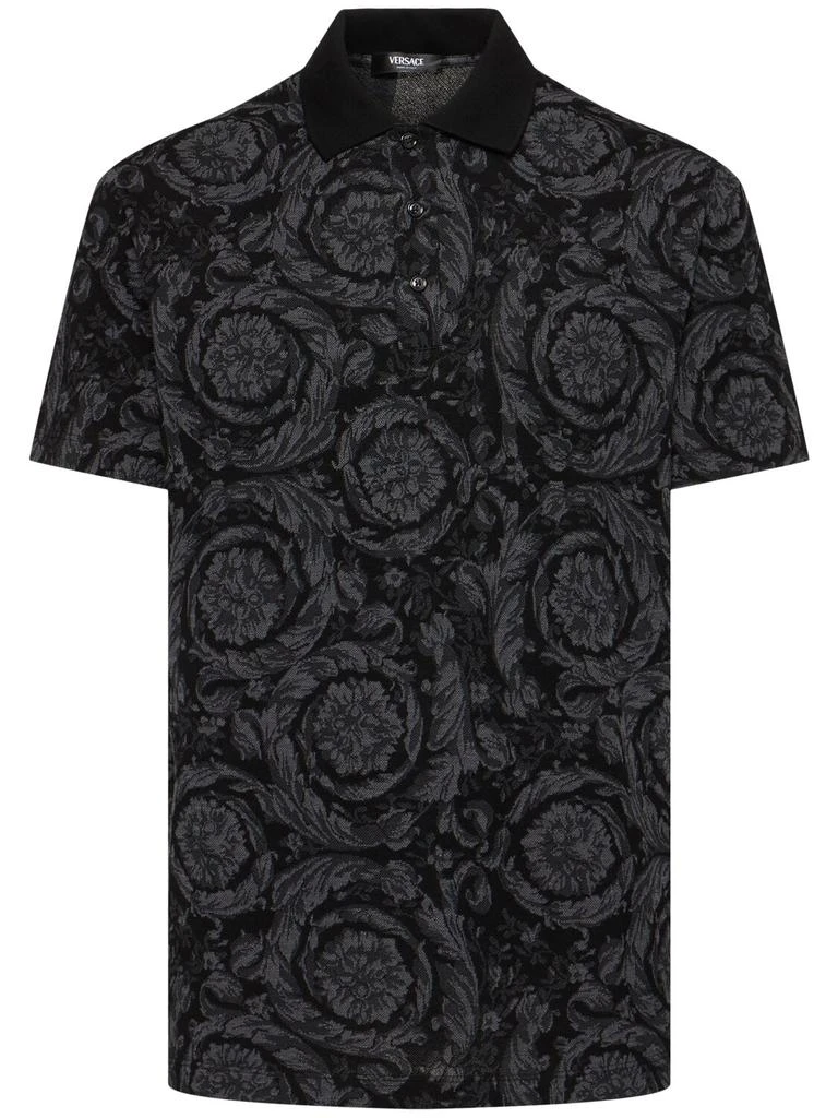 Versace Barocco Jacquard Cotton Piquet Polo 1